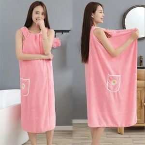Serviette à séchage rapide portable peignoir corail polaire serviettes de bain robe coton femmes absorbant enveloppement turban sauna couverture