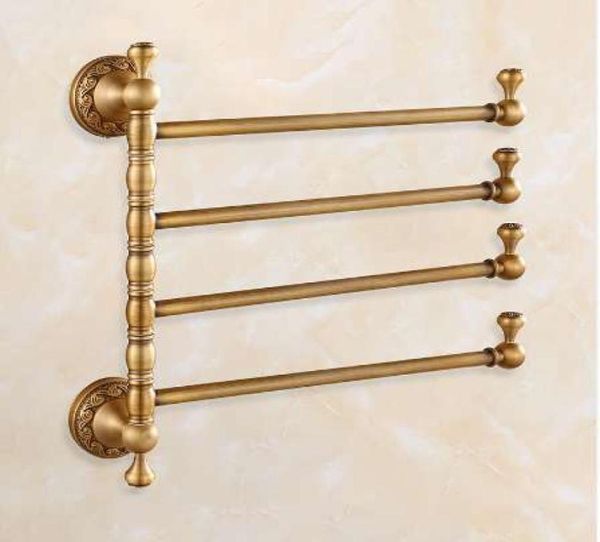 Toalleros Barras de 34 niveles Soporte para toallas de latón antiguo Estante para baño Rieles activos Percha para pantalones Accesorios de baño Estante de pared F913736842325