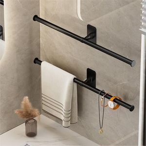 Towel Racks 35/45/55cm Towel Rack Towel Hanger Bath Towel Holder Wall Hanging Towel Bars Aluminum Bathroom Shelf Kitchen Storage Rack 230621