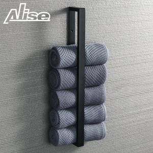 Towel Racks Bathroom Holder 20304050cm Bar Black Rail WallMounted 304Stainless Steel Selfadhesive Ring Hardware 230616