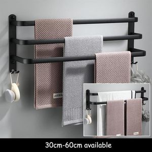 Towel Racks Bathroom Holder Set Black Rail Rack Hanger Wall Mounted Bath Bar Shelf Space Aluminum 30cm 40cm 50cm 60cm203i