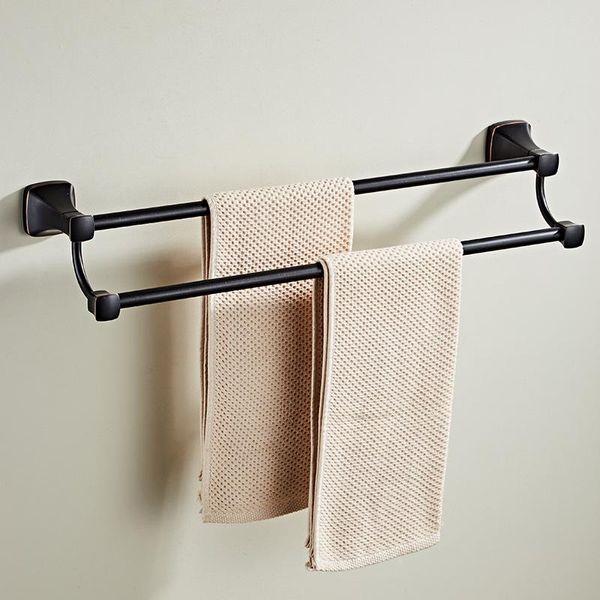 Porte-serviettes salle de bain pendentif toilette Double barre support Style européen plaqué noir ancien ORB