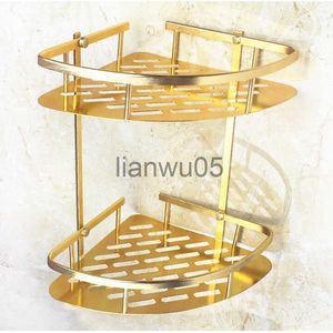 Handdoekhouders Badkamer Plank Hoek Mand Gouden Douche Caddy voor Shampoo Zeep Föhn Houder Driehoek Planken Wandmontage banheiro etagere x0721