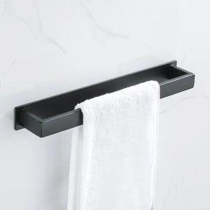 Towel Racks Black Stainless Steel Towel Holder No Drill Wall Towel Shower Shelf Kithchen Towel Hanger Bathroom Stand Towel Rack 30/40/50cm 230927