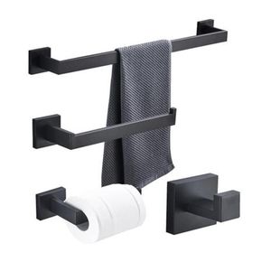 Toalleros ennegrecidos Juego de accesorios de baño de acero inoxidable Soporte de papel mate negro Accesorios de barra de artículos diversos