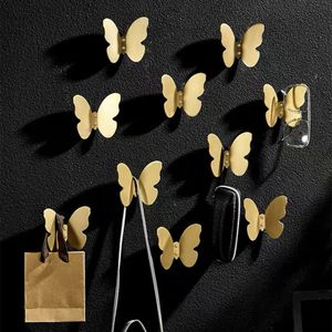 Porte-serviettes Crochets papillon en aluminium auto-adhésif mural accessoire de salle de bain support de chambre support de rangement crochets pour serviettes de bain crochet suspendu pour vêtements 231124