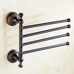 Toalleros Barra de latón macizo europeo 3/4 varillas Bronce antiguo/Soporte de estante negro Productos de baño A8