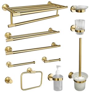 Handdoekrekken goud geborstelde badkamer accessoires hardware set bar railhouder robe haak zeep schotel hanger plank toiletborstel 220924