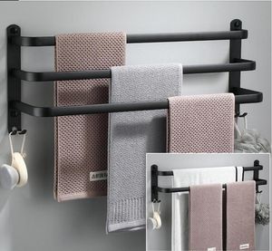 Handdoekrekken Hanger Mat Black Aluminium Rack Wandhouder Holder Badkamer Organisator Bar Plank Hook Kitchen