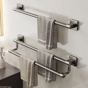 Porte-serviettes support mural sans barre de perçage espace aluminium salle de bain organisateurs étagères douche support de rangement 231031