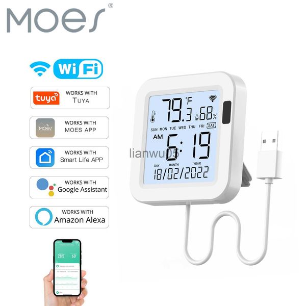 Toalleros Moes WiFi Temperatura Humedad Sensor Pantalla LCD Detección de infrarrojos Retroiluminación Smart Tuya APP Control remoto Alexa Google Voice x0721