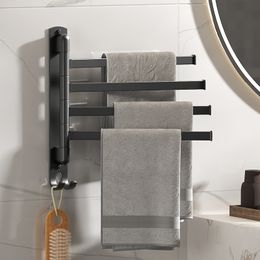 Porte-serviettes Pas de perceuse Support de salle de bain Étagères d'angle noires rotatives Rangement mural pour douche Étagère de cuisine en acier inoxydable Manteau 230603