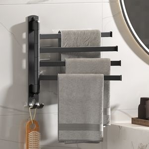 Handdoekrekken geen boor badkamerrek roteerbare zwarte hoek shees wand gemonteerde douche opslag roestvrijstalen keukenplankjas 230603