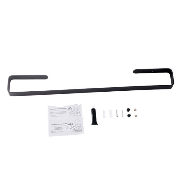 Porte-serviettes organisateur salle de bain cuisine barre support Rail support étagère moderne maison mural espace aluminium stockage poinçon gratuit noir