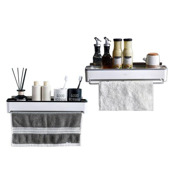 Porte-serviettes support de rangement support mural en acier inoxydable gain de place articles de salle de bain chambre cuisine organisateur accessoires