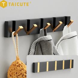 Toalleros TAICUTE Colgador de toallas plegable Instalación de 2 vías Ganchos de pared Perchero Soporte para ropa para baño Cocina Dormitorio Pasillo Negro Dorado 230926