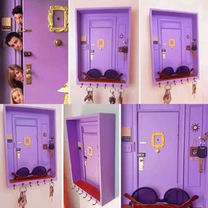 Towel Racks TV Show Friends Key Holder Monicas Door Holder Wooden Purple Door Hanger Friends Home Decor Porch Wall Hanging Key Storage Tool 221128