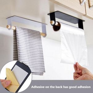 Towel Racks Wall-mounted Wood Iron Under Cabinet Rack Adhesive Bar Bathroom Storage Holder Household Sundries Organizer Accessories