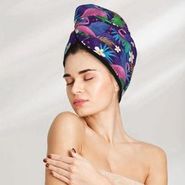 Serviette à sec rapide coloré coloré tropical flamanto microfibre des cheveux anti-frisot