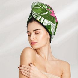 Handdoek snel droge kleurrijke tropische bloemen microvezel anti -kroezen haar snel voor meisjes stranddouche pet