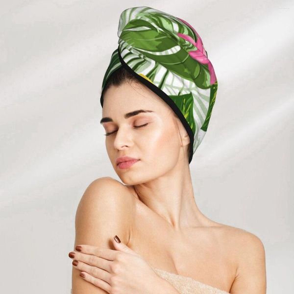 Toalla de secado rápido colorido flores tropicales microfibra anti frizz cabello rápido para niñas playa gorro de ducha