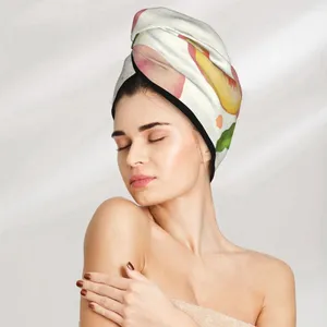 Handdoek snelle droge perzik met bladeren microvezel anti -kroezen haar snel voor meisjes stranddouche pet