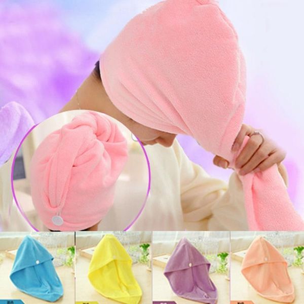 Serviette séchage rapide cheveux magique microfibre sèche-linge rapide chapeau de bain chapeau capuchon rapide turban sec accessoires de salle de bain1