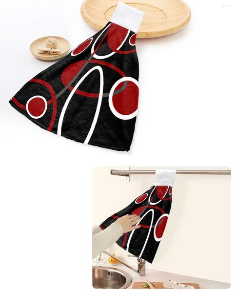 Serviette rouge noir géométrique lignes abstraites serviettes à main de cuisine maison salle de bain suspendue