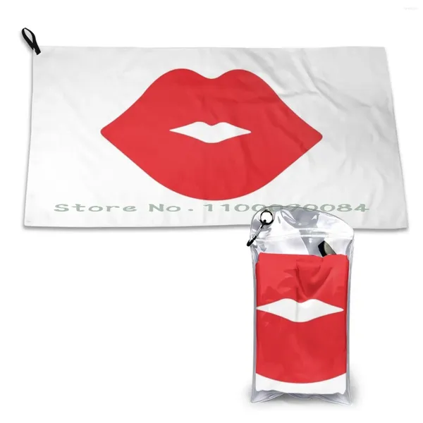 Serviette rouge lèvres rouges rapides sportiels de sports sporables portables blanc rétro vintage américain romance valentine love bisous motif