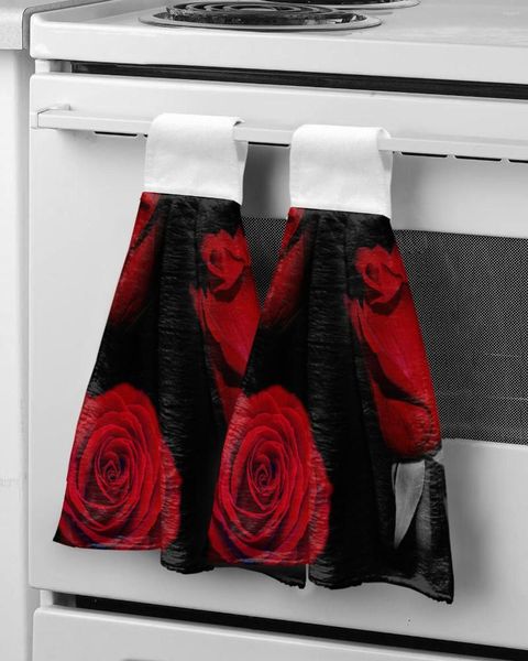 Toalla Rose Rose Flor Suministro de baño Negro Suministros de baño ACCESORIOS DE COCINA ABSERBENTES DE CITILLA