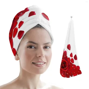 Serviette rouge rose fleurie de fleurs de baies de cheveux microfiber serviettes pour adultes de salle de bain à la maison séchage turban