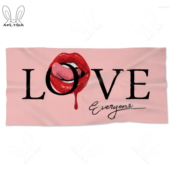 Toalla Arte retro Rosa Red Beak Beach Logan de amor a gran tamaño con lengua labial Toallas de baño de diseño personalizado para regalos de fiesta