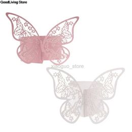 Anneaux de serviette 50pcs faveurs de fête porte-serviette de mariage découpé au Laser anneau de serviette papillon anneau de serviette en papier pour la décoration de mariage 240321