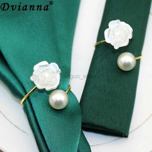 Anillos de toalla 6/12 unids Flor Pearl Servilleteros Anillos de servilleta de boda para el día de San Valentín Decoración de la mesa de comedor de Navidad 2023 HWF38 240321