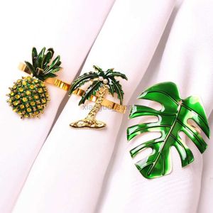 Handdoekringen 6 stuks Kokosnoot Servet Knop Ananas Servetring Turtle Leaf Servetring Papieren Handdoek Ring Doek Ring 240321