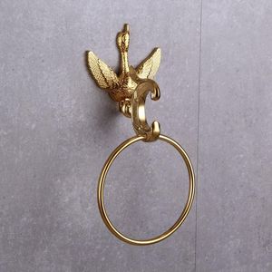 Handdoekringen Brass Gold Crystal Swan Ring voor badkameraccessoires Set luxe Europese houder Wall gemonteerd AT8800TOWEL