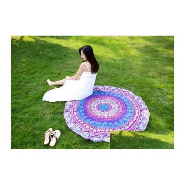 Serviette Ronde Mandala Indien Tapisserie Plage Bikini Er Ups Bohème Hippie Beachwear Bain Yoga Tapis Drop Delivery Maison Jardin Textiles Dhqak