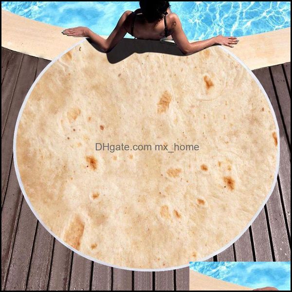 Serviette Ronde Pancake Beach Tapis De Yoga Couverture En Polyester Rouleau Mexicain Tablecl Dhkcw