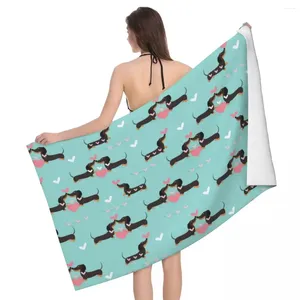 Serviette de plage en microfibre respirante, serviette de plage pour chien, teckel personnalisé