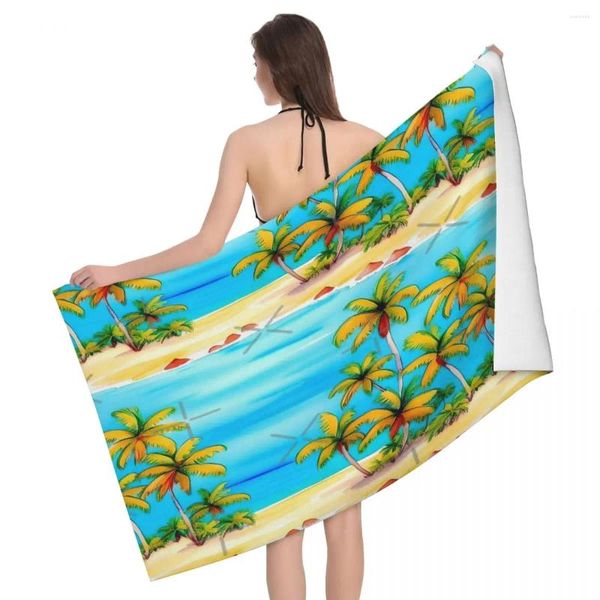 Serviette Serene Tropical Beach Watercolor Pattern 80x130cm Bath Water-Absorbent adapté au cadeau d'anniversaire en plein air