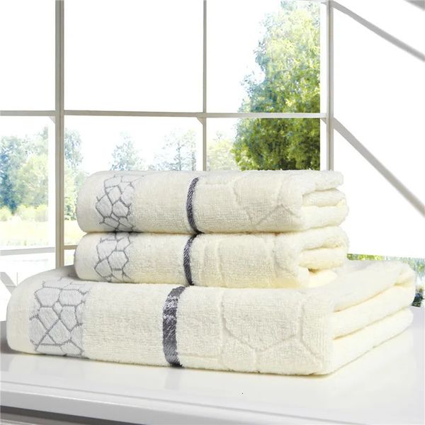 Set de toallas 100% algodón 3pcslot bañera de baño rosa beige azul color playa toalla agua patrón de cubos de agua adultos textiles 240506