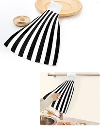 Serviette simple en noir et blanc rayures serviettes à main maison cuisine salle de bain suspendue