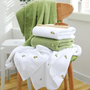 Serviette de bain Simple brodée d'avocat, en pur coton, pour adulte, Extra douce, absorbante, de couleur unie