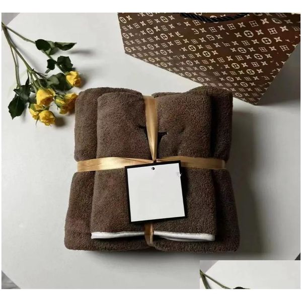 Toalla Conjunto de baño de cara simple 2 piezas Conjuntos Diseñador de moda Coral Veet Toallas Unisex Absorbente Bebé Hombres Mujeres Paños de lavado Drop Delive DHLA7