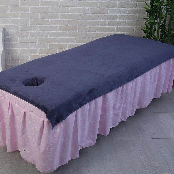 Serviette Simple couleur unie doux Salon de beauté couverture de bain avec trou Massage drap de lit physiothérapie grandes serviettes