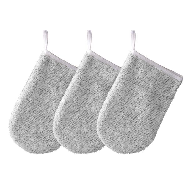 Toalla Sinland Fibra de bambú Sin aceite Reutilizable Removedor de maquillaje Guante de tela Herramienta Almohadillas de limpieza de belleza 13 cm x 20 cm 3 Pack Blanco 210728