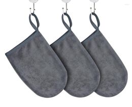 Serviette Sinland Hoousehold Spa Microfibre Démaquillant Pour Le Visage Gant Nettoyage À L'eau Seulement Enlève 13cmx20cm 3 Pièces Gris