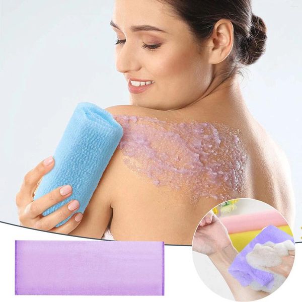 Serviette peau bain lavage longue exfoliante Nylon tissu douche gant de toilette pour corps serviettes douces salle de bain grand