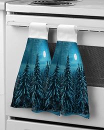 Serviette de neige de la scène bois lune suspendue les mains de cuisine serviettes de nettoyage microfibre à sec