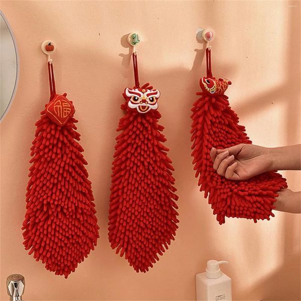 Toalla Soft Hand Year's Red Creative Kitchen Accesorios de lavado colgado Colgante Conjunto de trapo